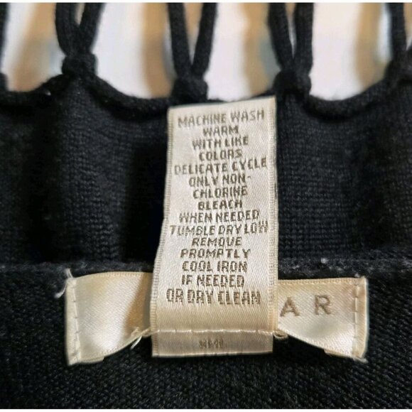 Kenar Black Hooded Long Cardigan Fringe Small Long Sleeved Boho Whimsygoth Wool - Picture 6 of 7